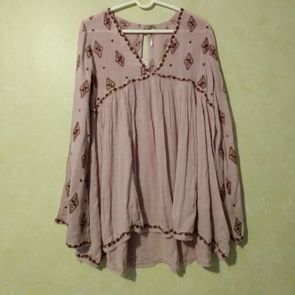 Free People Diamond Embroidered Top Tunic Blouse - Picture 3 of 5